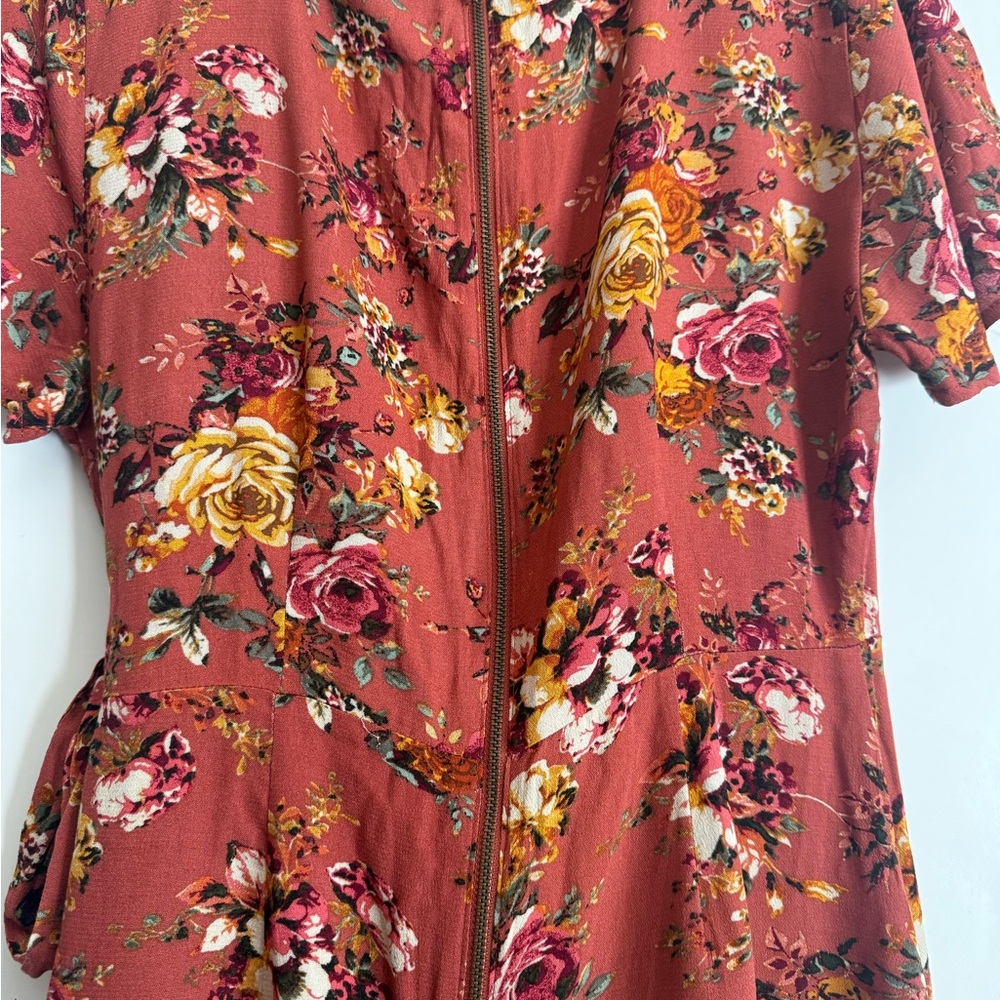 Xhilaration Rust Floral Wrap Mini Dress - Picture 6 of 9